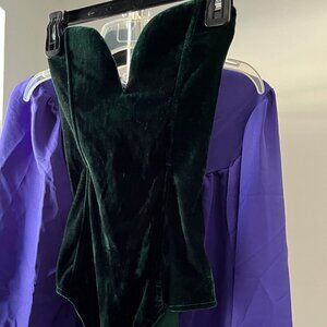 Strapless body suit green velvet Zaful size S NWT